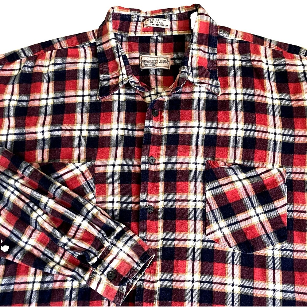 Timber Run Vtg Flannel Shirt Plaid Red Black XXXL Big Men Gorpcore Skater Y2K 90
